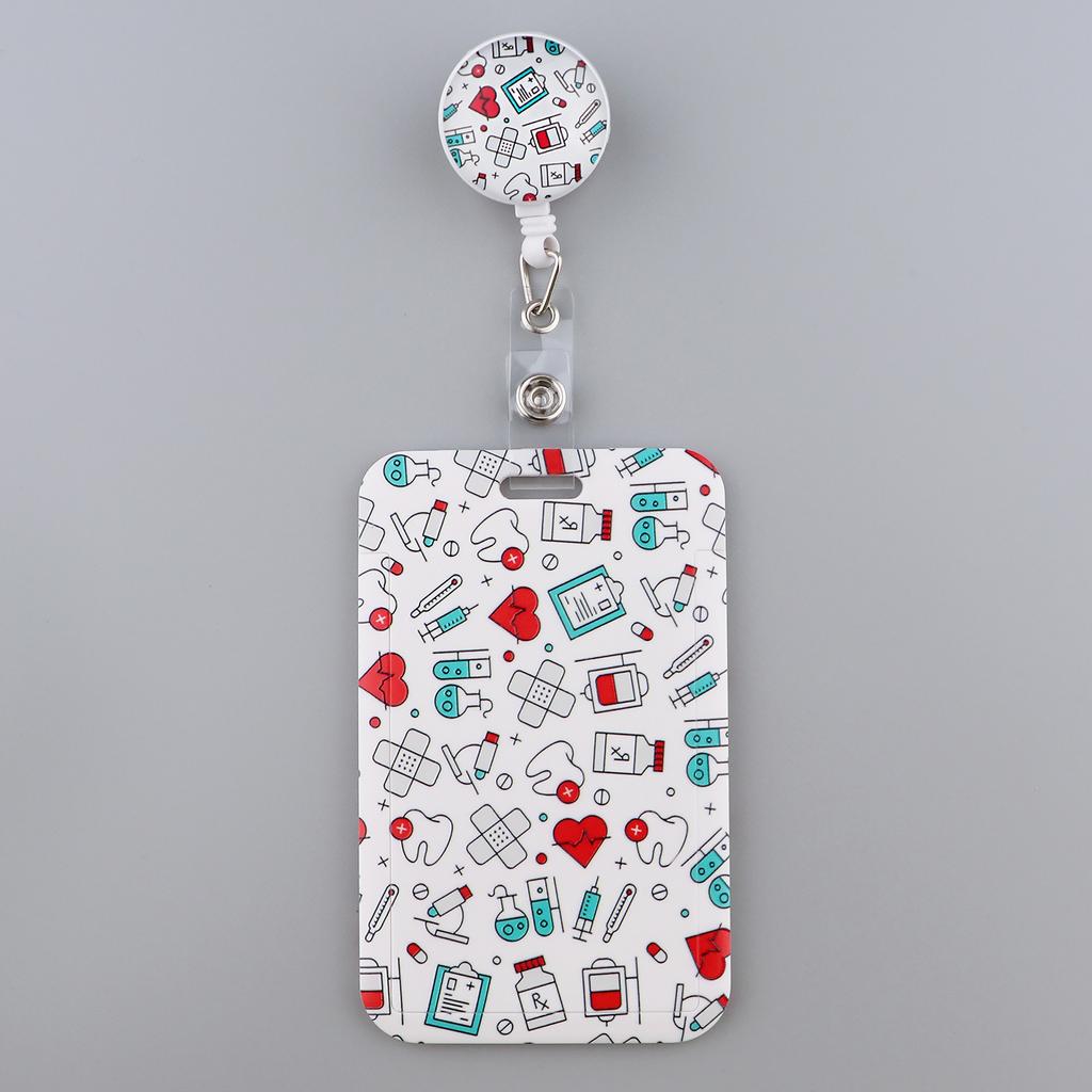 Grey's Anatomy Cartoon Retractable Badge Reel With Nurse ID Business Credit Card Work Card Pink Love Badge Holder Accessories