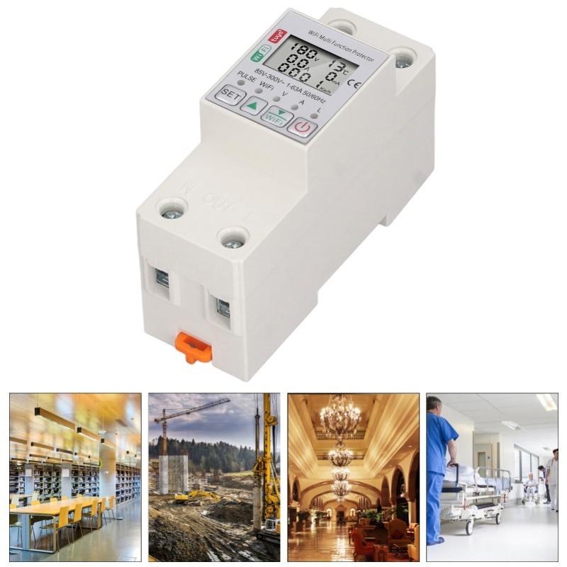 WiFi Smart Power Meter Switch For Tuya Energy Circuit Breaker Multi Function Protector With Metering AC85-300V 63A