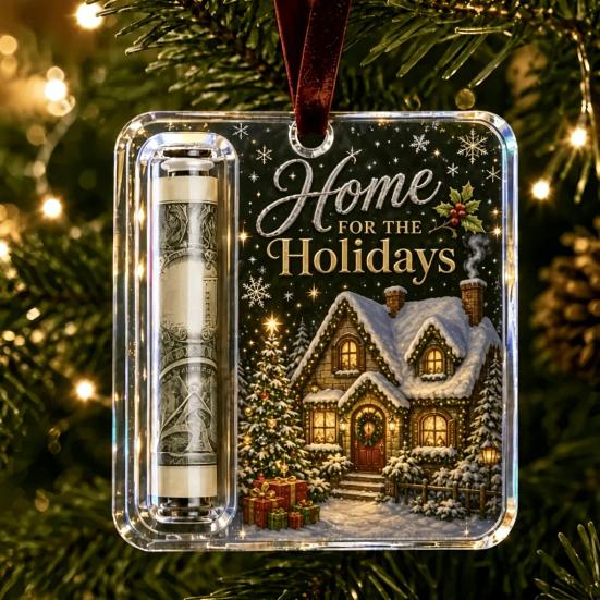Personalized Cash Gift Display Christmas Holder Ornament, Custom Acrylic Money Clip for Holiday Decorative Tree Decorations, Unique Hanging