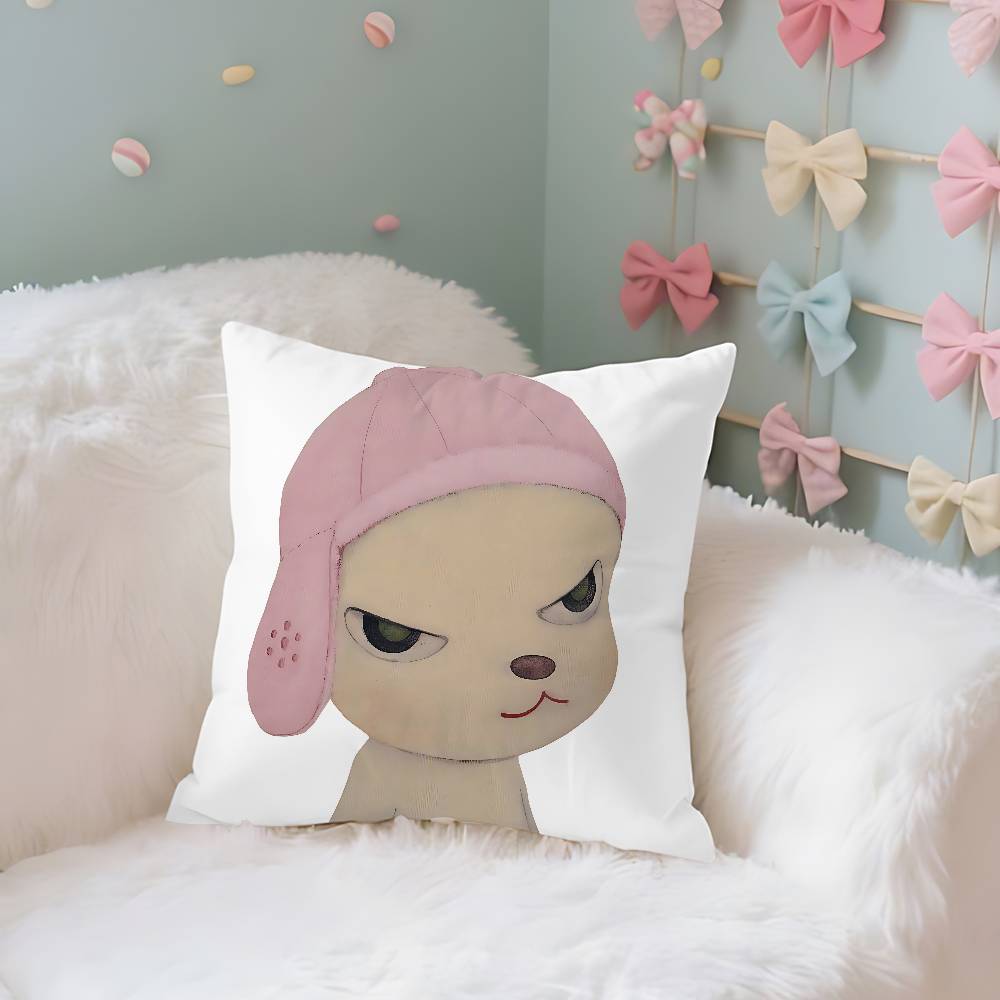 Creatives-Yoshitomos-N-Nara Pillow Case Cushion Cover Soft Cute Throw Pillow Case For Car Sofa Pillowcase Polyester With Zipper 40cmx40cm