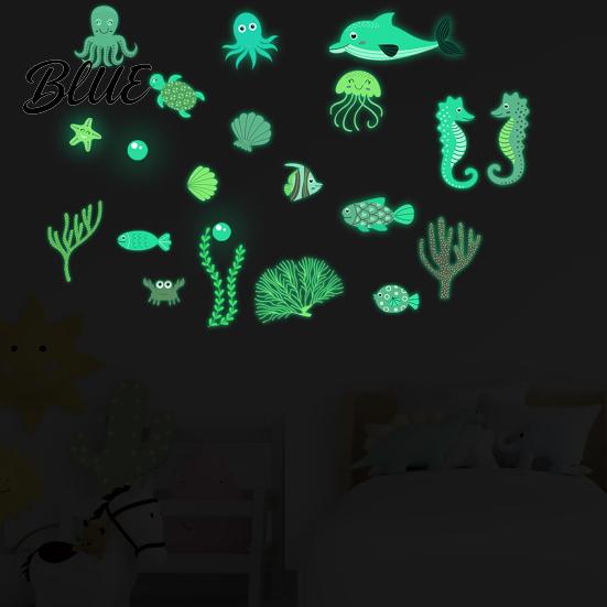 Octopus Glow Sticker in The Dark Wall Stickers, Self-Adhesive Undersea Animals Decals with Turtles In Stickers Clown Fish Octopus, Luminous