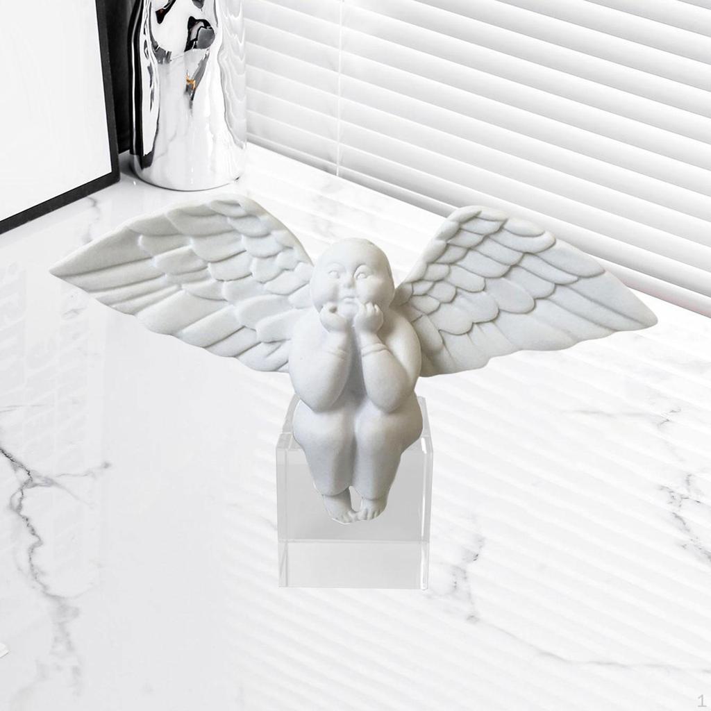 Angel Figurine Cute Craft Collectible for Desktop Home Office House White