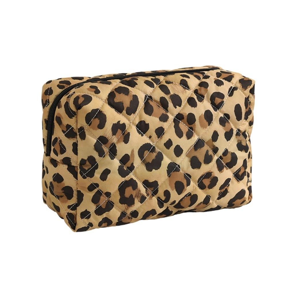 Fashion Quilted Makeup Bag Flower Printed Lightweight Cosmetic Pouch Large Capacity Travel Toiletry Handbag for Women