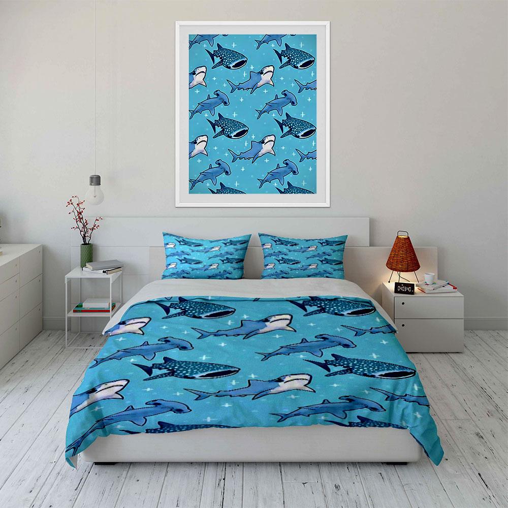 Shark Pattern Bedding Set Bedding Duvet Cover Set Duvet Cover Pillowcases (1 * Duvet Cover 2 * Pillowcases, without duvet insert)