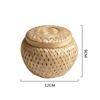 Bamboo Storage Basket Double Layer with Cover Handmade Woven Tea Basket Tabletop Storage Box for Tea Fruit Dried Fruit Snack