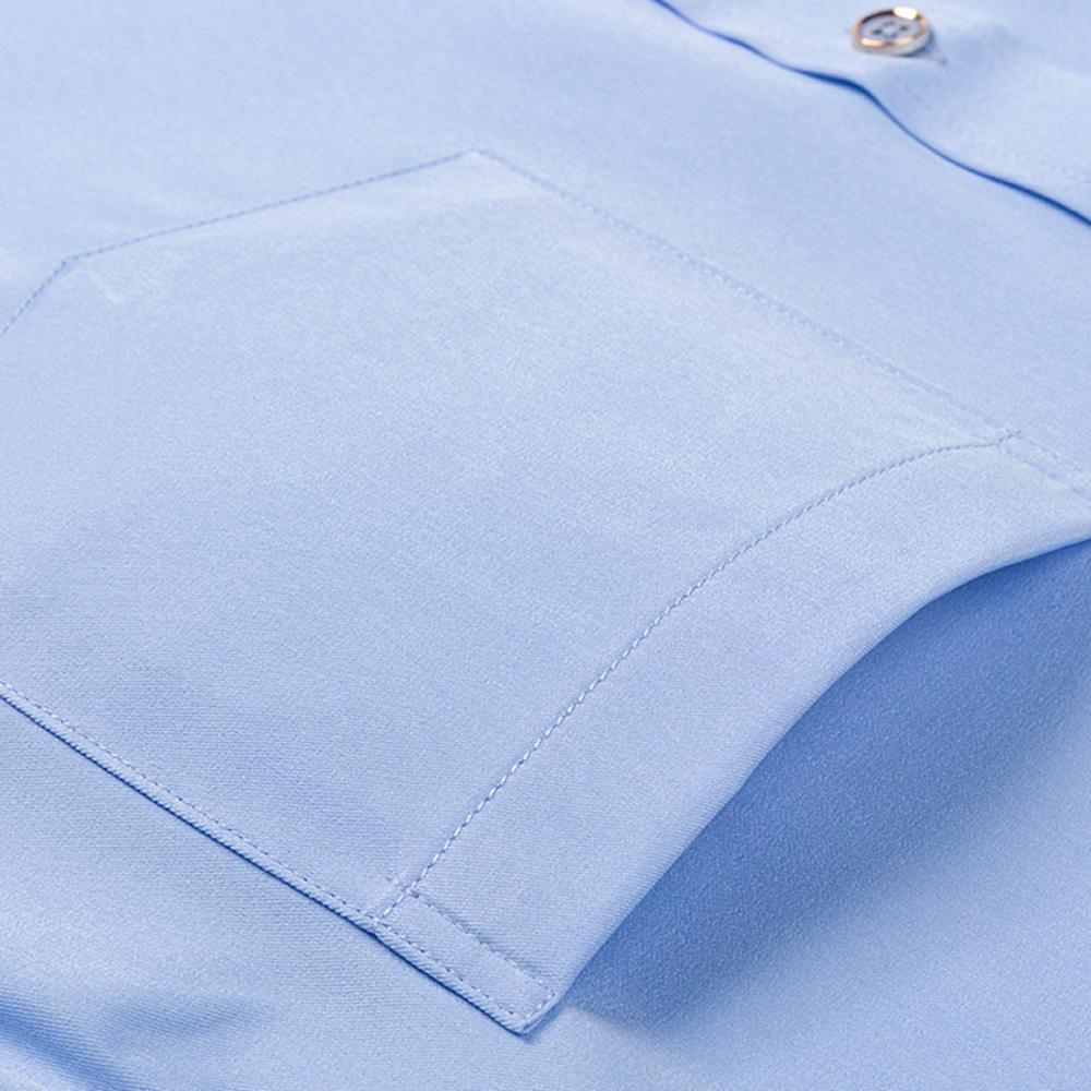 Men's Diamond Buttons & Contrast Collar Dress Shirt with Chest Pocket Long Sleeve Stretch Smooth Wrinkle-Free Easy Care Shirts