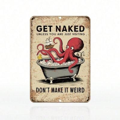 Funny Warning Sign Metal Poster for Toilet Wall Retro