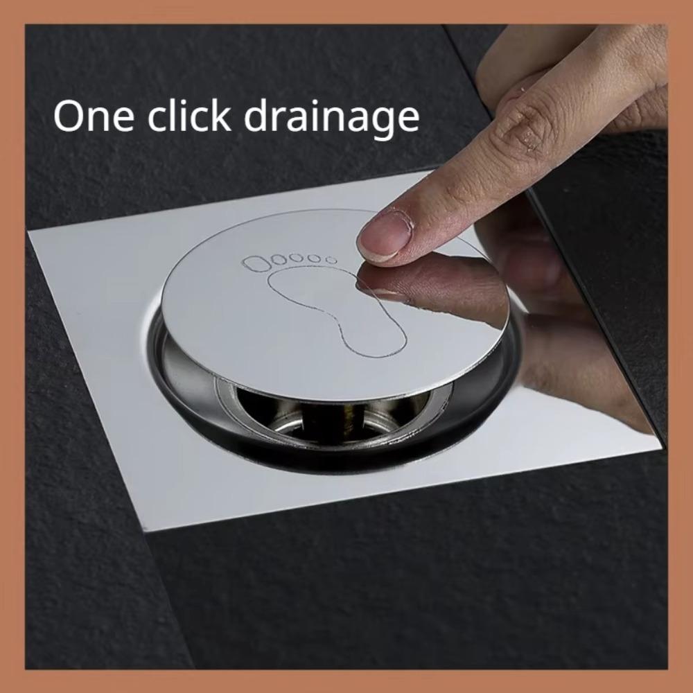 Pop Up Bounce Press-Type Floor Drain Durable Metal Pedal Type Drain Filter Removable Anti-odor Sewer Floor Strainer