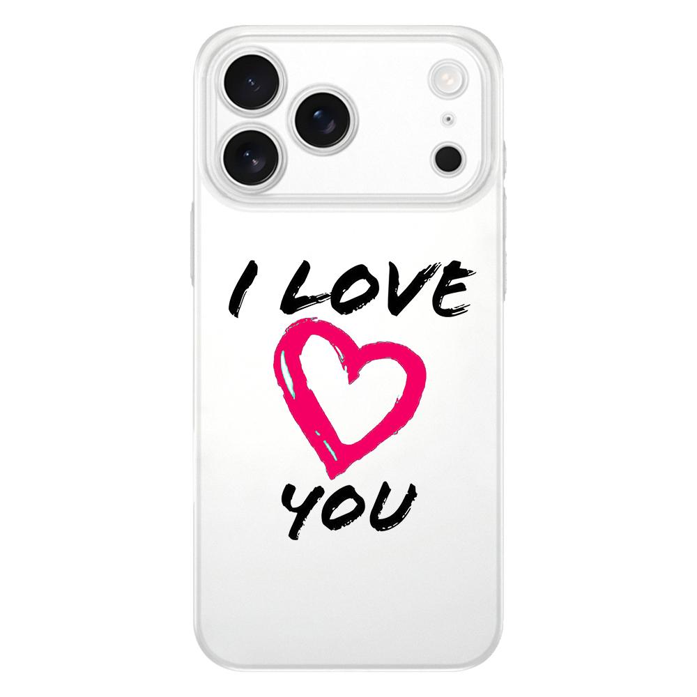 I Love You Pink Heart Soft Clear TPU Phone Case For iPhone 17 Air 16E 16 11 15 14 Pro MAX 12 13 7 8 Plus SE Easter Cover