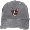 Denim-Kappe, Boston Terrier-Hund, Baseball-Dad-Cap, klassisch gewaschen, 100 % Baumwolle, verstellbar, lässig, Sport, für Unisex, Damen, Mütze