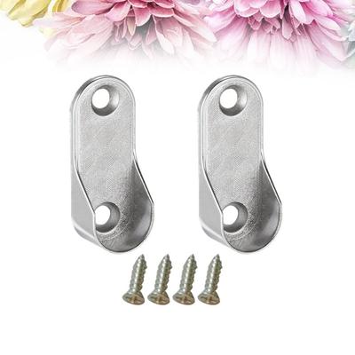 12Pcs Oval Rod End Supports Cast Metal Closet Hardware Wardrobe Tube Support Bracket Clothes Hanging Rod Holders Furniture