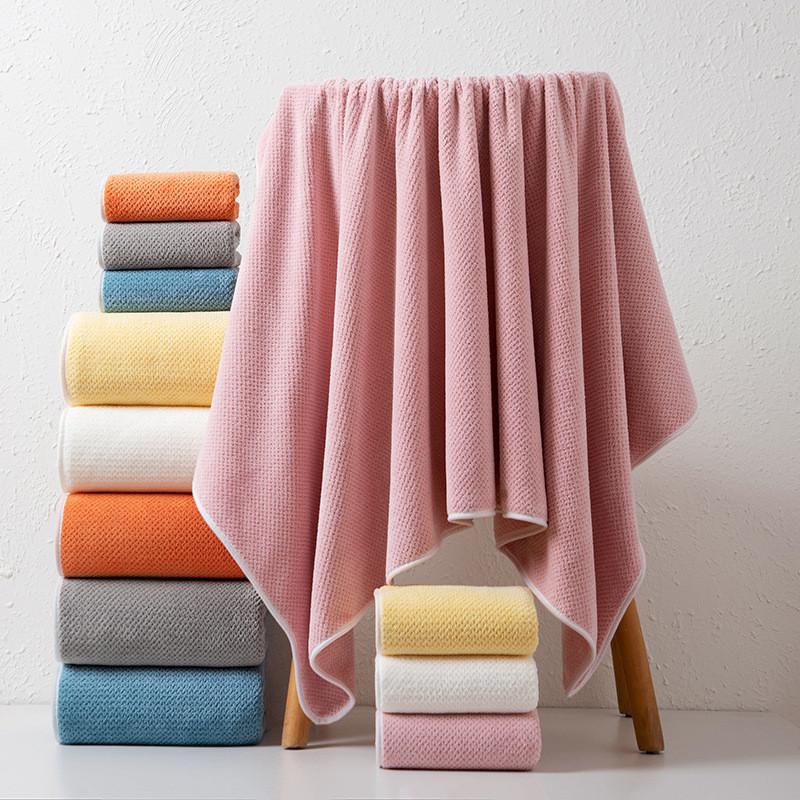 Home Spa Coral Fleece Bath Towel Set With Fast Drying Absorbent For Family Use