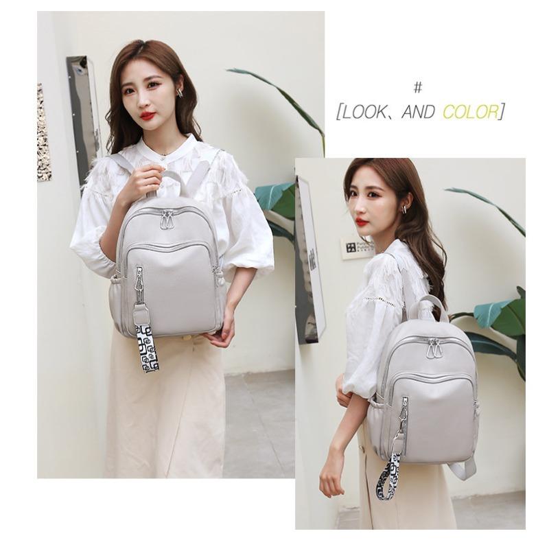 Ryggsekk Reiseveske for kvinner Mote Multifunksjonell ryggsekk i mykt skinn Trend Casual Bag