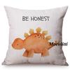 Cute Dinosaur Nordic Watercolor Cartoon Painting Kid'S Nursery Art Sofa Decoration Throw Pillow Case Cotton Linen Cushion Cover
