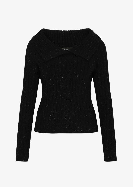Women's Vintage French Cable Knit Sweater - Slim Fit, Long Sleeve, Autumn Pullover