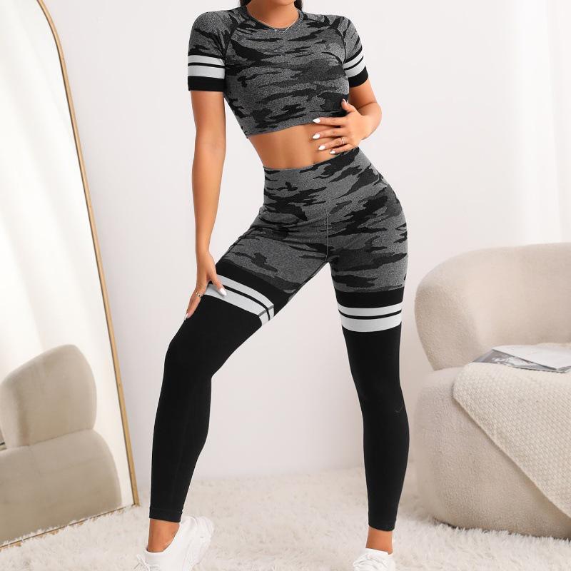 

Short Sleeve Yoga Top & Long Pants Set - Peach Butt Fitness S