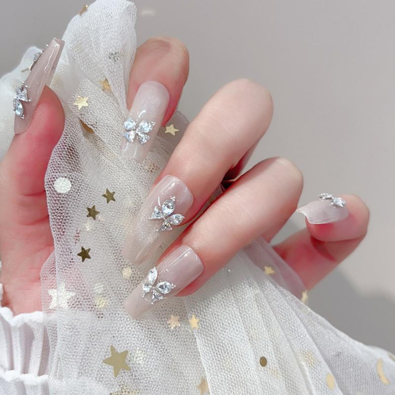 1Box Love Butterfly Zircon Diamond Super Flash Material Package Set Flat Bottom Inverted Edge Nail Accessories Small Accessories