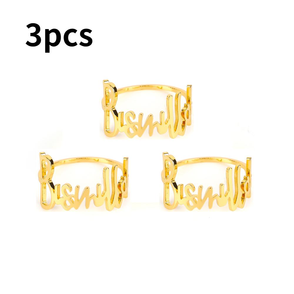 1/5PCS Fashion Letter Napkin Ring New Gold Silver Bismillah Napkin Rings Western Restaurant Hotel Wedding Party Home Decoration