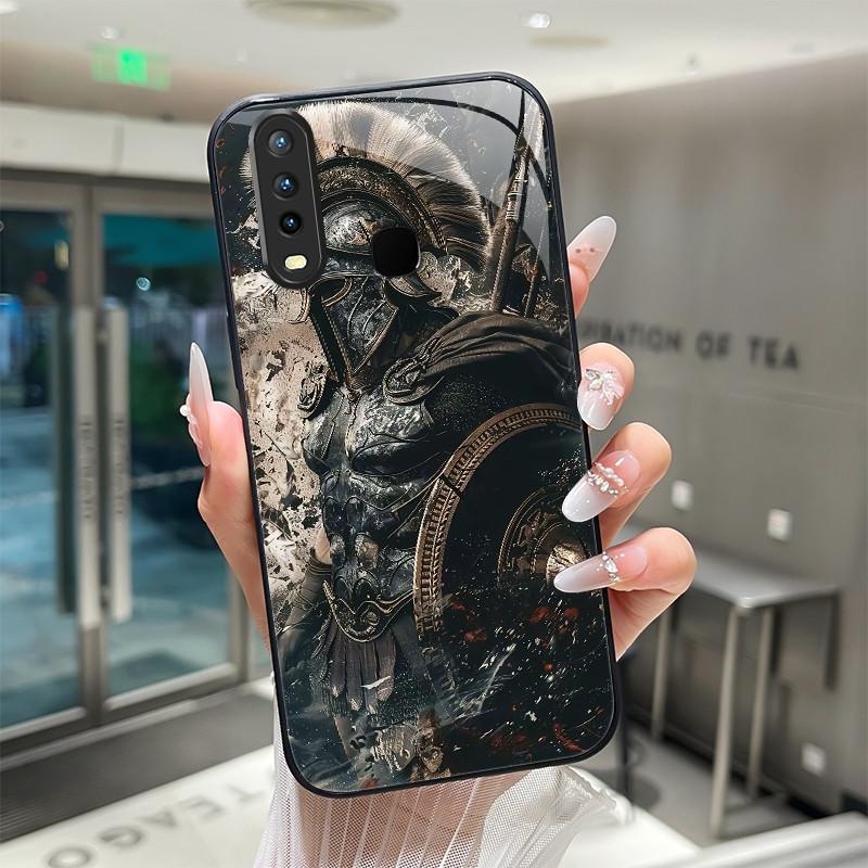 Beautiful Flower Cute Cats Case For Vivo Y11 2019 1906 Y12 Y17 Y15 Y19 Tempered Glass Phone Case Protective Cover Hard Shell