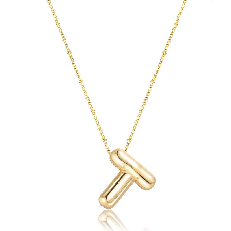 Glossy Titanium Steel Alphabet Necklace for Women - Non-fading, High-grade Letter Pendant On Clavicle Chain