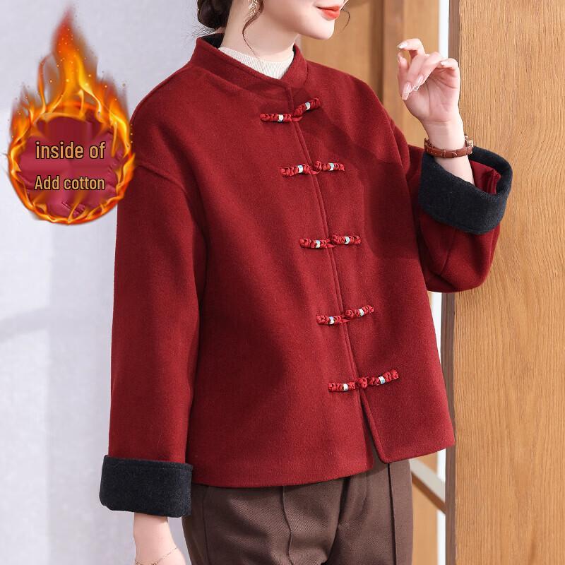 XUEXI Women s Winter New Chinese Style Woolen Coat 4XL