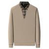 Business T-Shirt Match Plaid Men'S Shirt Collar Long-Sleeved Polo Shirt Fake Two-Piece Knitted Bottoming Shirt