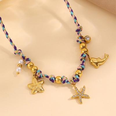 Summer Beach Travel Starfish Accessories Whale Color Woven Necklace Women's Fashion Travel Versatile Beaded Necklace