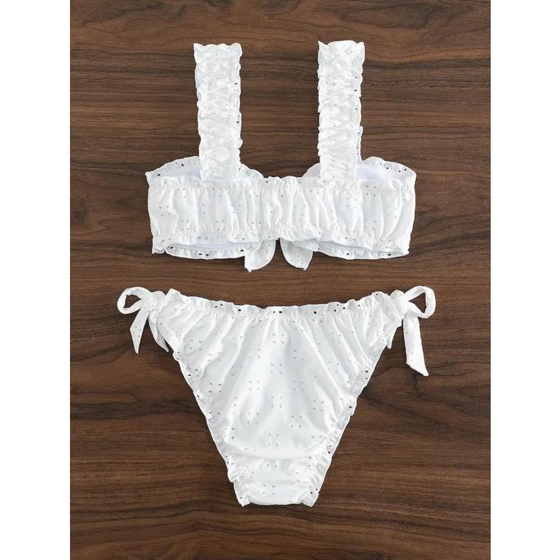 Schiffy Knot Front Tie Side Bikinis 2025 White Swimsuit Women Swimwear Female Sexy Bathers Bathing Swimming Swim Suit Beachwear