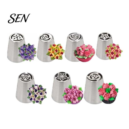Bakery Supplies for Home Bakers 7PCS Russian Piping Tips Set, Stainless Steel Cake Decorating Easy Frosting Nozzles Cakes Nozzles, Baking Wedding