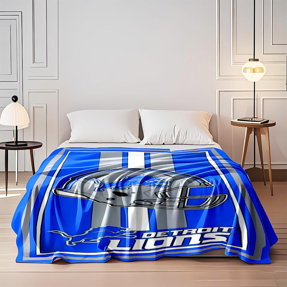Detroit Lions Football Helmet Blanket Print Blanket Soft and Cozy Perfect for the Living Room Bed Sofa or a Nap,gift
