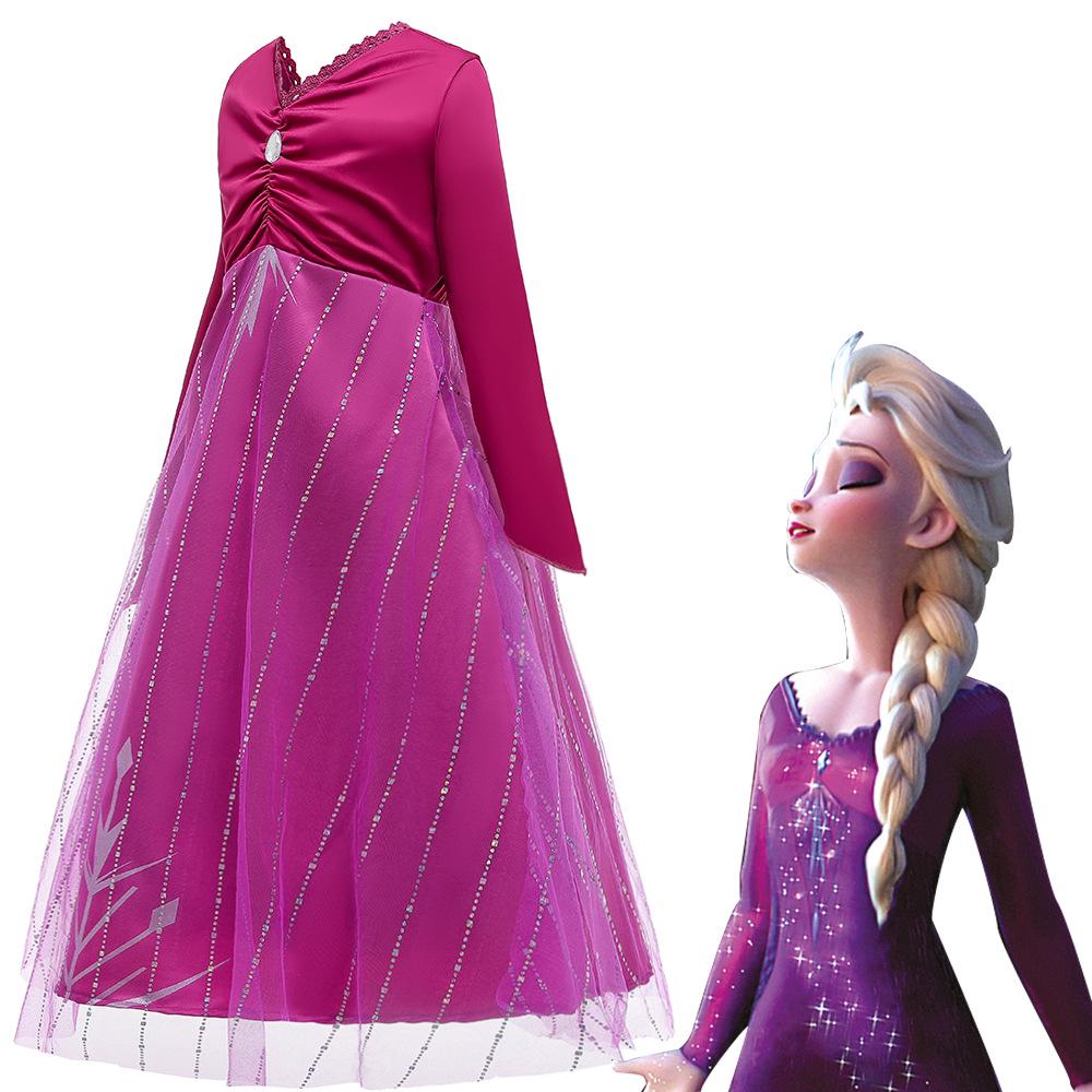2026 Girls Frozen 2 Elsa Princess Dress Performance Costume 150cm