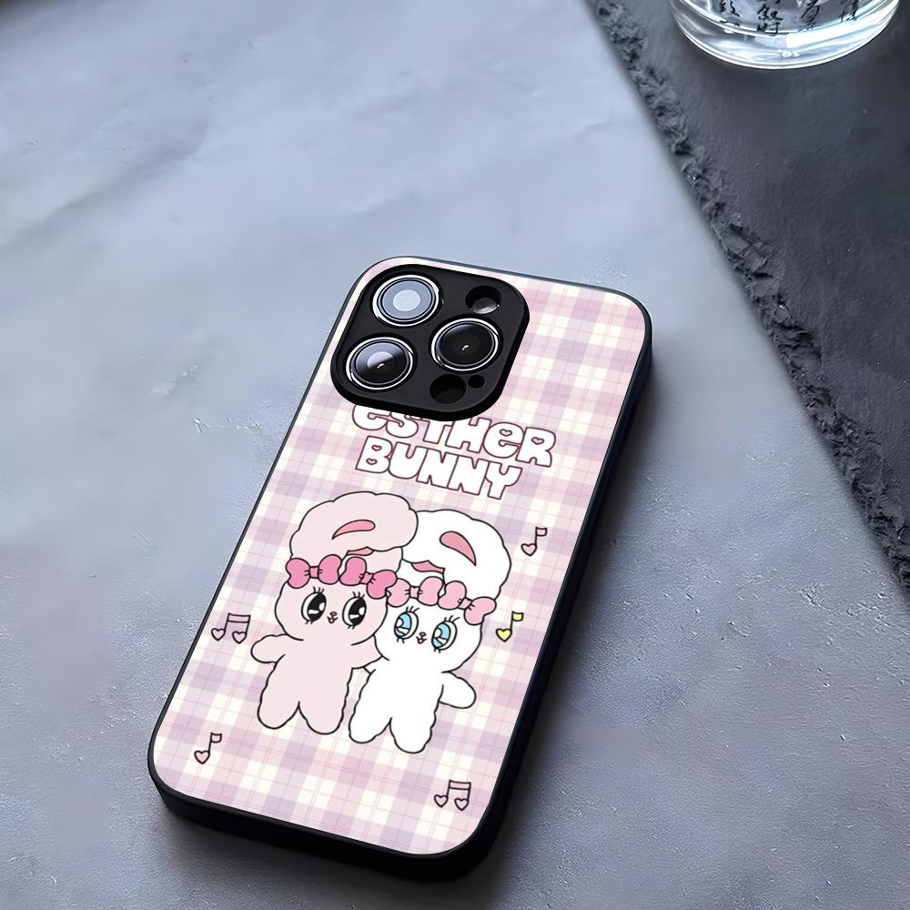 Cute Esther Bunny Rabbit Cartoon Phone Case Tempered Glass For IPhone 17 13 14 16 12 15 11 Pro Max Plus Mini X XR SE2020 Coque iPhone 16