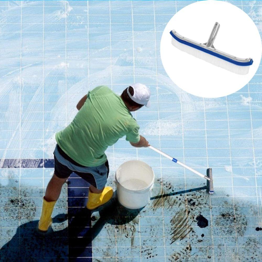 18 Inch Swimming Pool Brush Stainless Steel Brush Pool Spa Cleaning Brush  Floor Cleaning