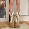 2024 Herbst und Winter Neue Dicke Sohle Wildleder Schneestiefel Damenmode Verdickte Mid-Tube Baumwollstiefel