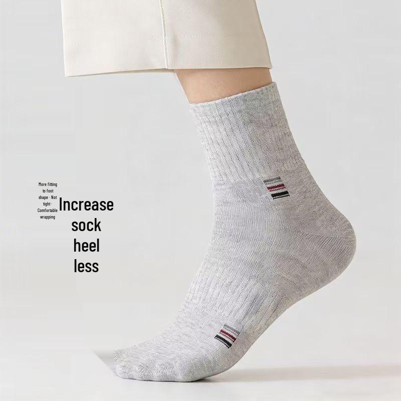 Men's Mid-Calf Socks - 100% Xinjiang Cotton, Antibacterial, Odor-Resistant, Sweat-Absorbent, Wear-Resistant, Spring/Autumn Sports Style
