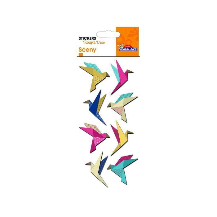 Autocollants en relief à paillettes - Origami oiseaux