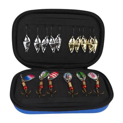 16 Piezas Señuelos de Pesca Kit de Equipo Set Metal Giratorio Lentejuelas Jigs Anzuelos Accesorios Caja de Aparejos de Pesca para