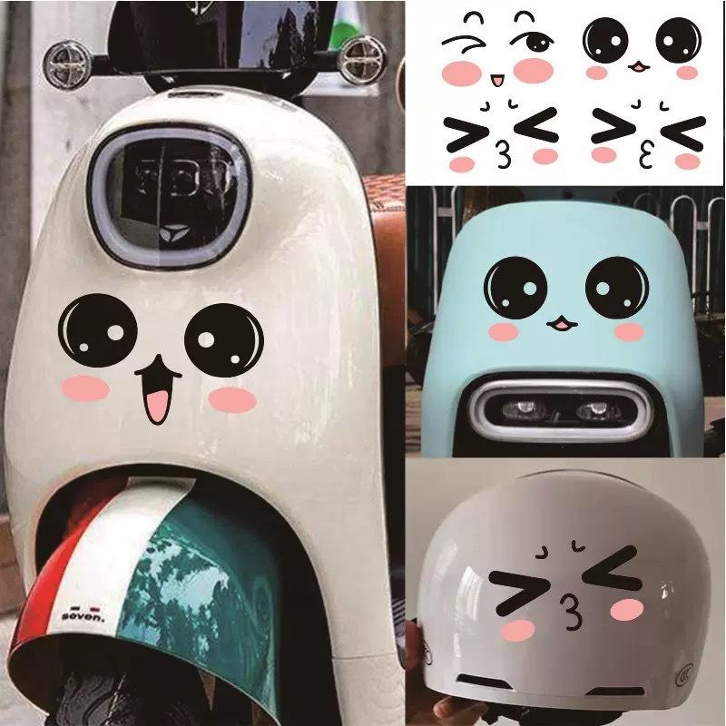 1 Sheet Helmet Electric Car Smiling Face Decals Chiikawa Emoticon Sticker Air Conditioner Diy Decorative Stickers