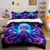 Colorful Octopus Art Decor Set Bedding Set with 1 Duvet Cover 2 Pillowcases Single Double King Queen Gift