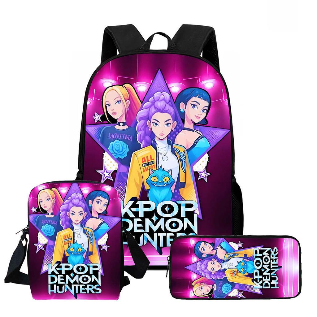 Kpop Hexenjäger High Definition Druck Große Kapazität Hoher Wert Anti-Buckel Verschleißfest Große Kapazität Schultasche Grundschule