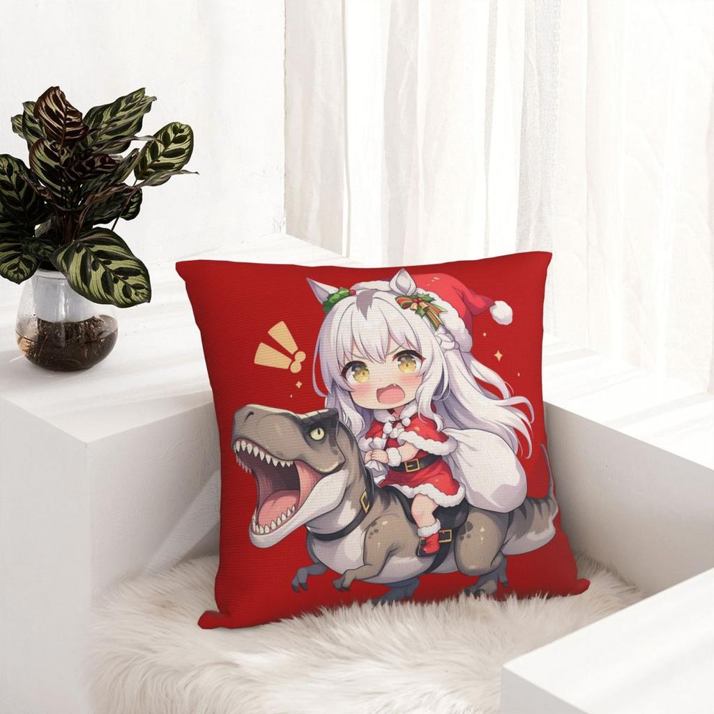 Biwa Hayahide Christmas Dinosaur Pillowcase Printed Polyester Cushion Cover Gift Uma Musume Anime Pillow Case Cover
