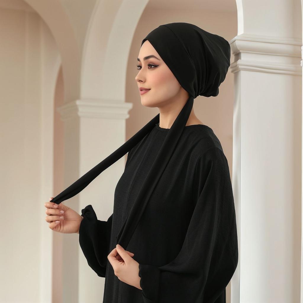 Tie Back Cotton Modal Instant Hijab For Muslim Woman Solid Undercap With Adjustable Straps Turban Tube Foulard Bandana Headband