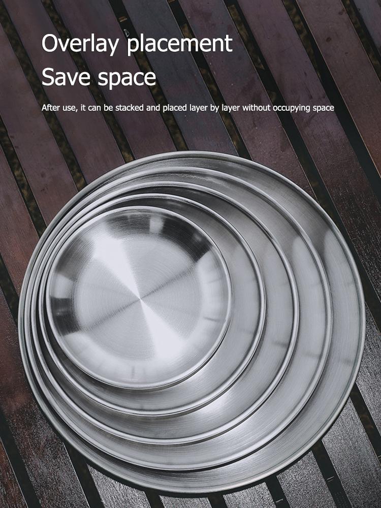 Stainless Steel Plates Dinner Plates Portable Metal Dinner Dishes Feeding Serving Tableware Great for Picnic Outdoor Camping BBQ
