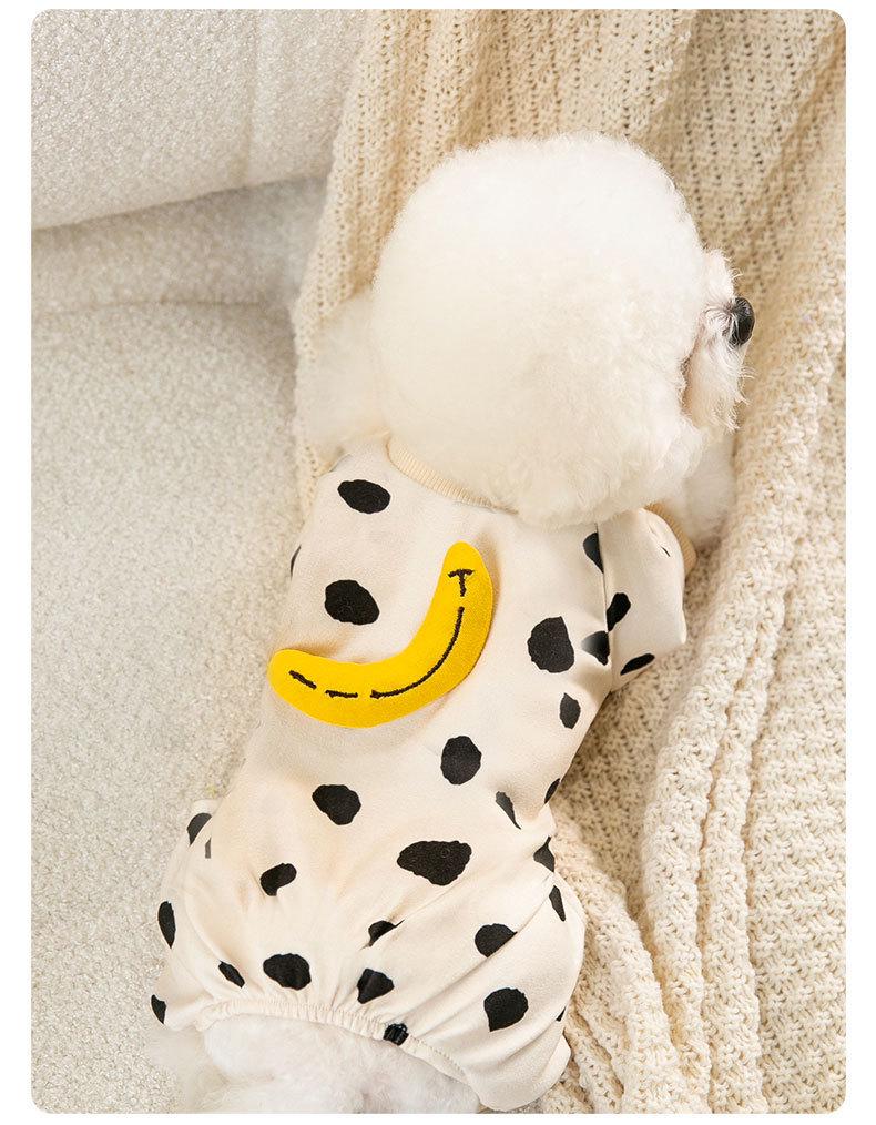 Banana Smiley Face Pet Clothes for Small Dogs and Cats - Thin, Four-Legged Homewear for Spring and Autumn