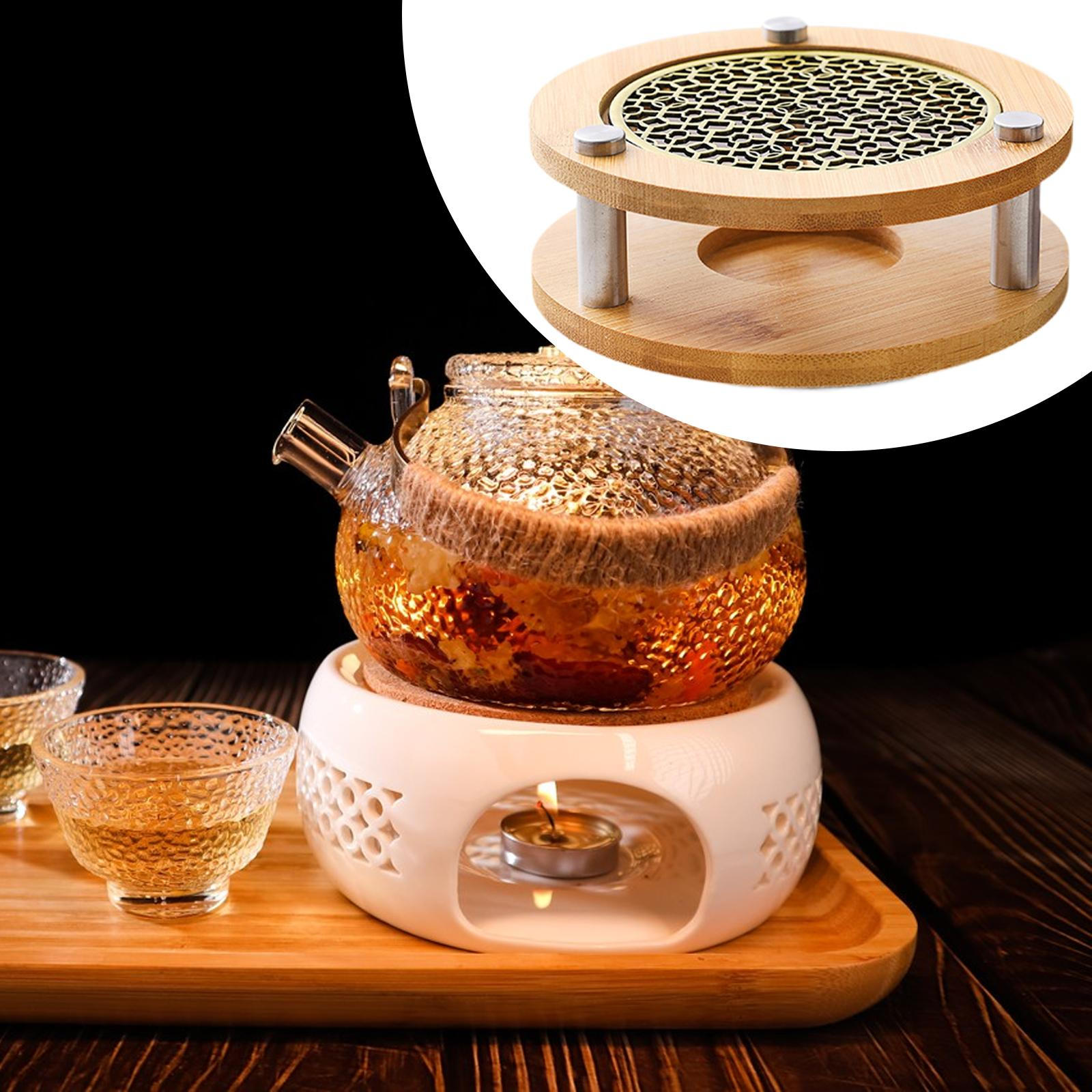 

Bamboo Teapot Warmer, Metal Candle Holder, Detachable, Round, Elegant, Decorative, Multifunctional Style A