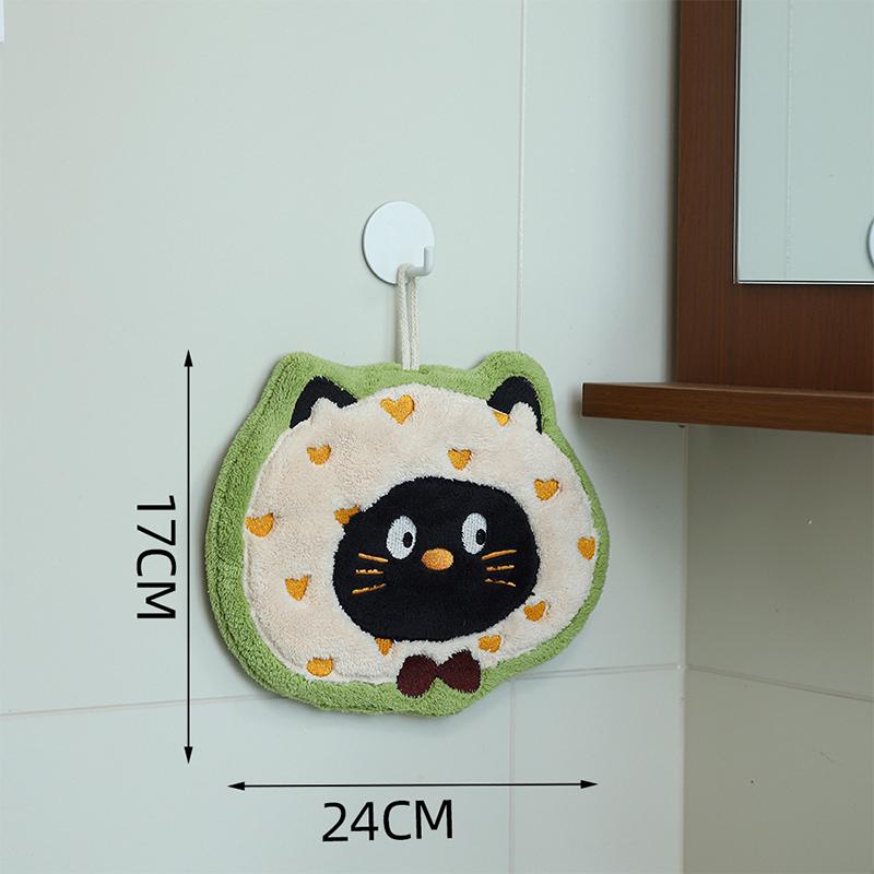 

Cute Cat Shape Hand Towel Coral Fleece Highly Absorbent Soft Quick Dry For Kitchen Bathroom Toilet