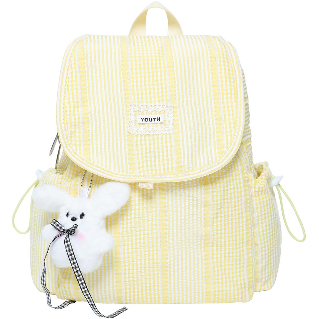 Korean-style canvas backpack for students niche checkered college casual small backpack women's flip cover backpack
