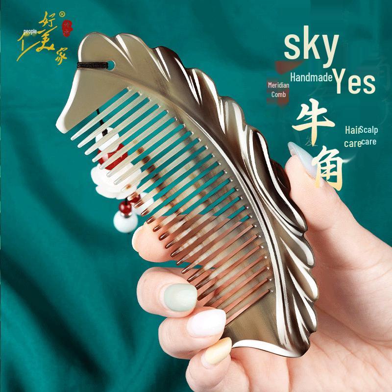 Natural Ox Horn Scalp Massage Comb Gift Set