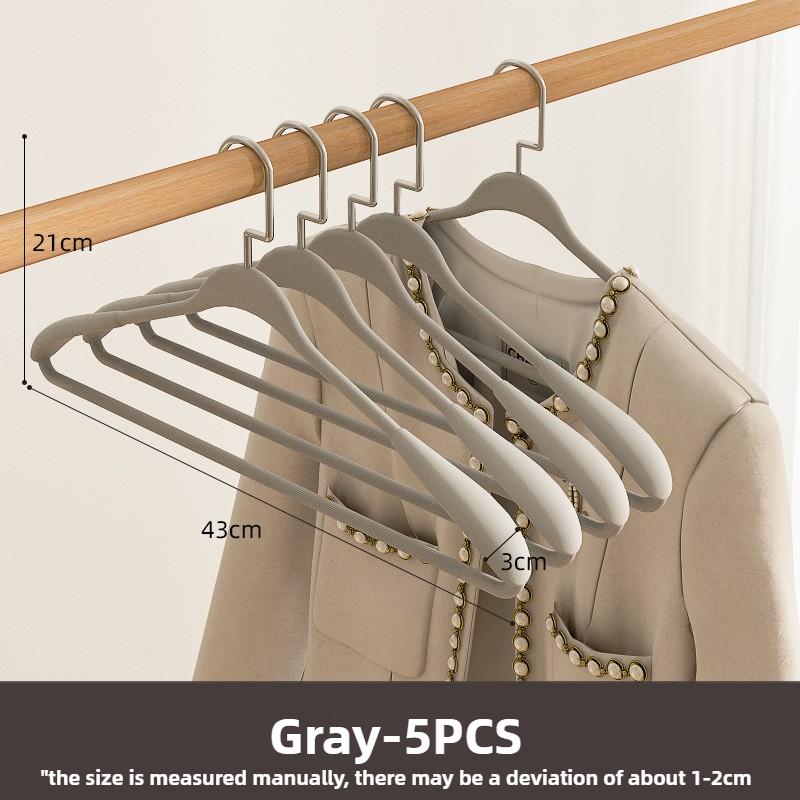 5pcs Heavy-Duty Metal Clothes Hangers Wide Shoulder Non-Slip No-Residue Brushed Finish Hangers for Suits Coats