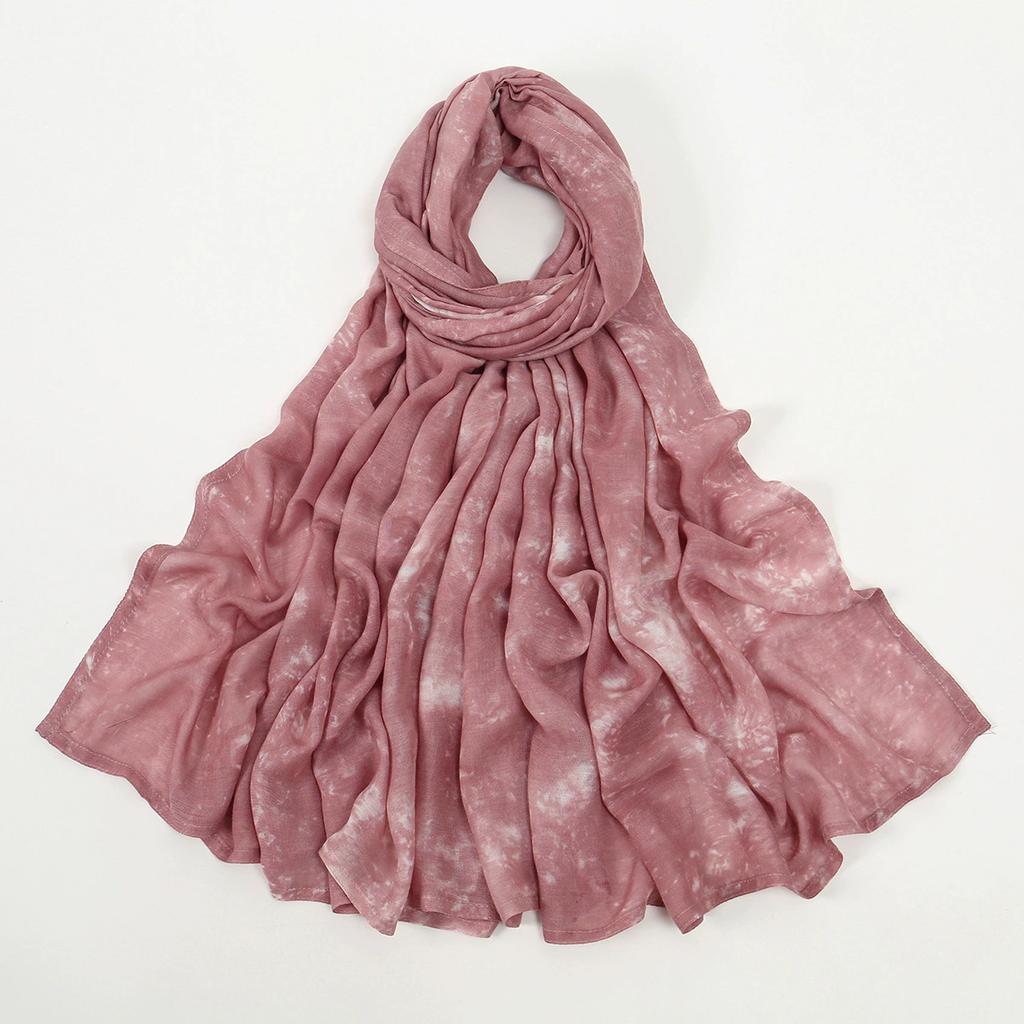 190*90Cm Big Size Modal Cotton Hijab Women Tie-Dye Scarf Double Stitching Shawl Muslim Gradient Plain Cotton Rayon Headscarf